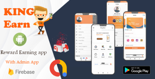 KingEarn v3 – Android Rewards Earning App With Admin App
