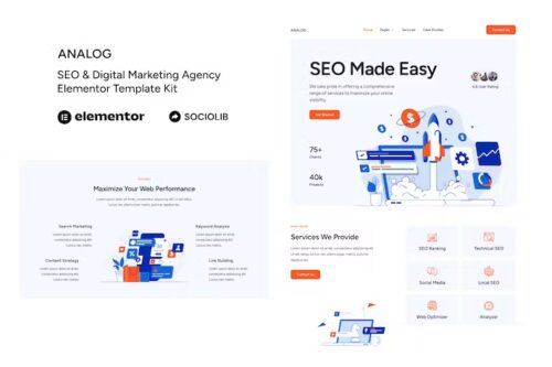 Analog – SEO & Digital Marketing Agency Elementor Template Kit