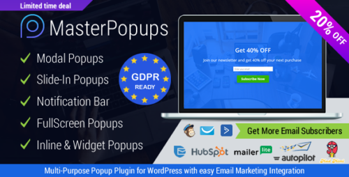 Master Popups 3.9.3 – WordPress Popup Plugin for Email Subscription