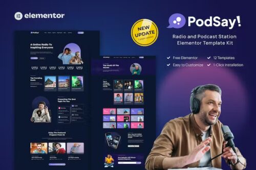 PodSay – Radio & Podcast Station Elementor Template Kit