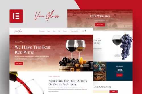 Vine Gloss – Wine Shop & Vineyard Elementor Template Kit