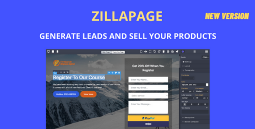 Zillapage 1.1.7 – Landing page and Ecommerce builder – Activated